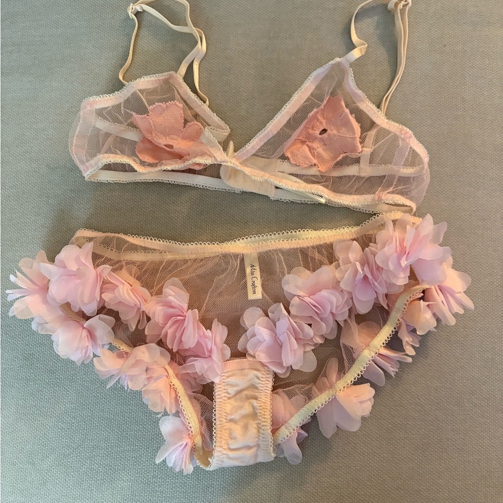 Floral Lace Bralette And Panty Set